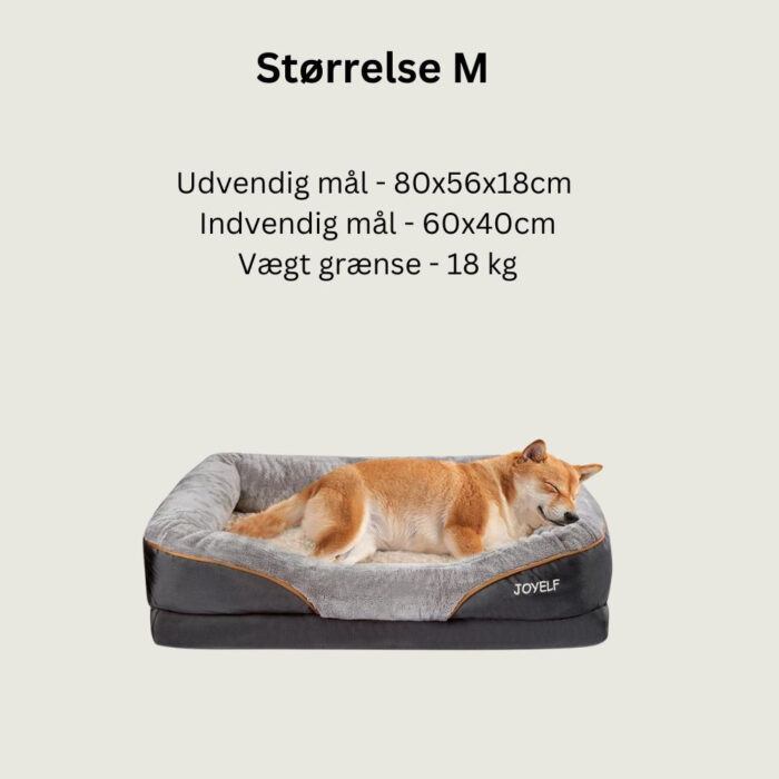 JOYELF Premium ortopædisk hundeseng - M - 80x56x18cm